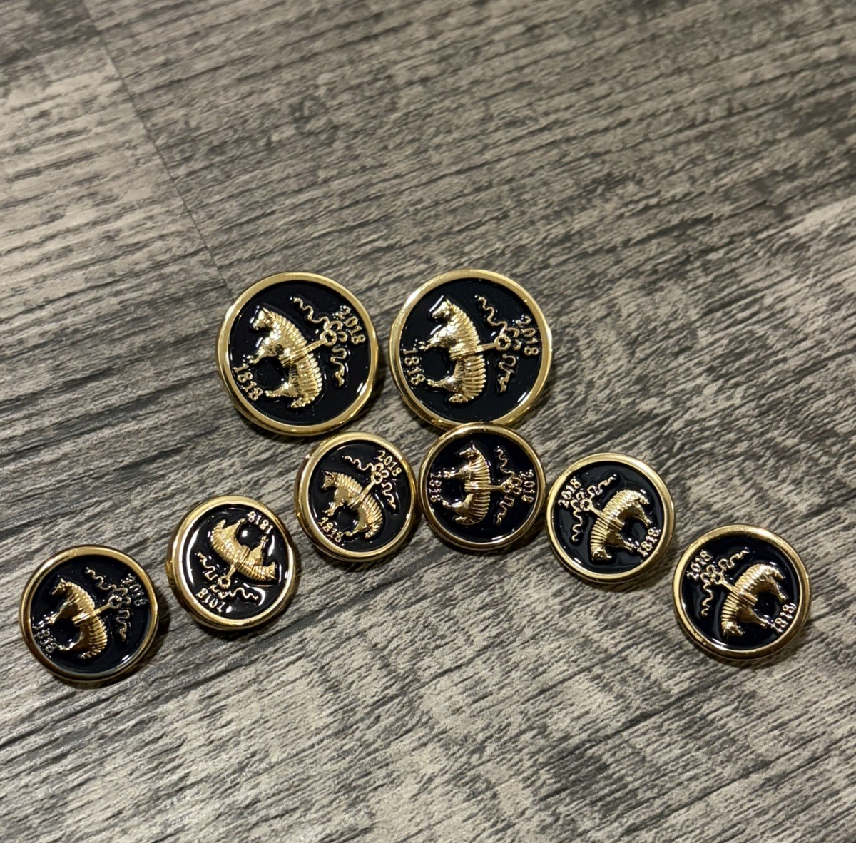Brooks Brothers 1818 Golden Fleece Gold-Tone Button Replacement 2 FRONT 6 CUFF  