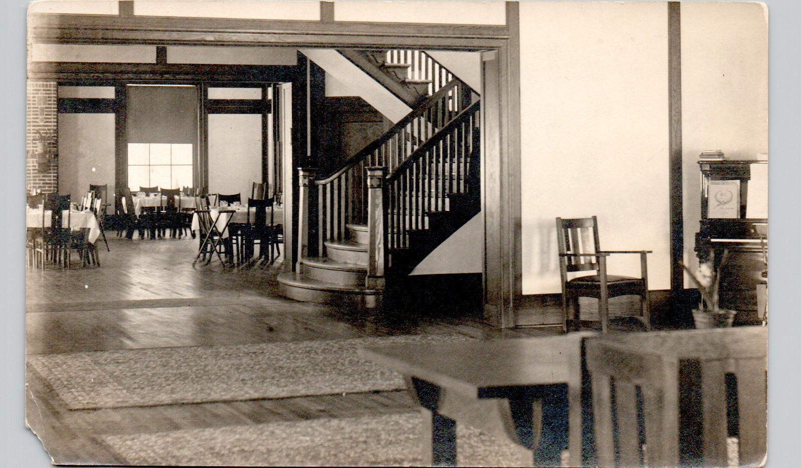 HOTEL CAFE & LOBBY INTERIOR c1910 postcard real photo rppc antique historic