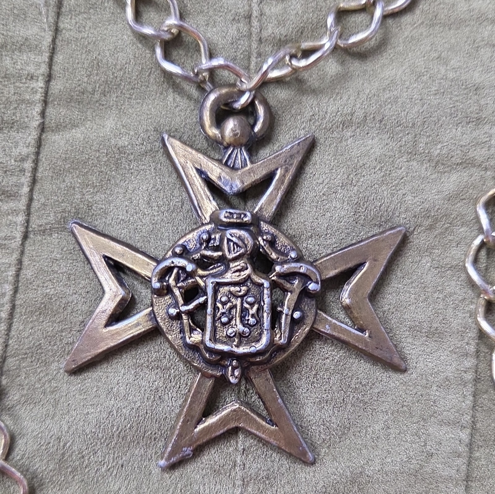 Vintage 1867 Cochrane Family Crest Brass Badge Scottish Pendant, Religious Theme Vintage 1867 Cochrane Family Crest Brass Badge Scottish Pendant, Religious Theme