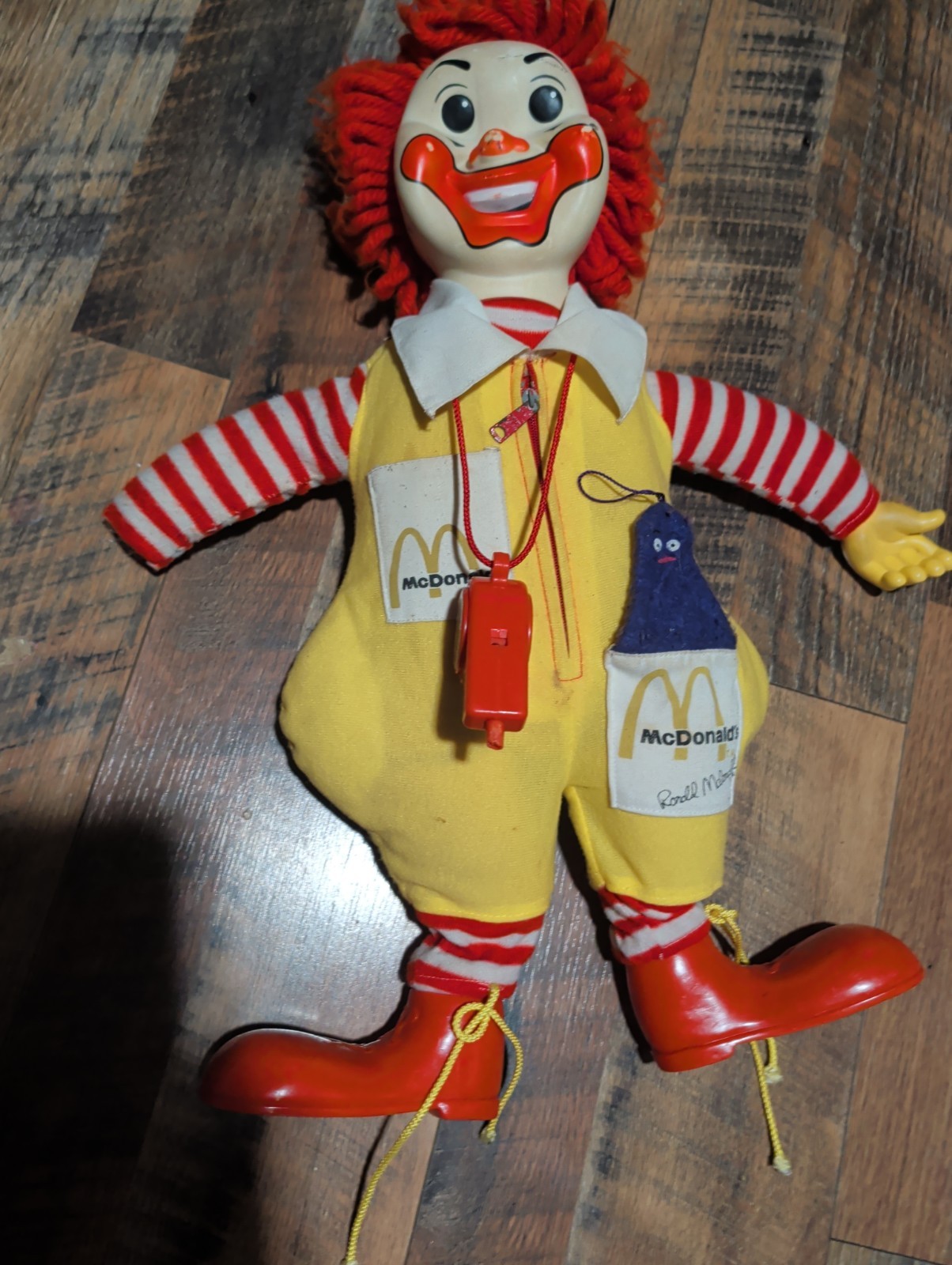 Vintage 1978 McDonald\'s Hasbro Ronald McDonald Doll w/Whistle & Grimace Vintage 1978 McDonald\'s Hasbro Ronald McDonald Doll w/Whistle & Grimace