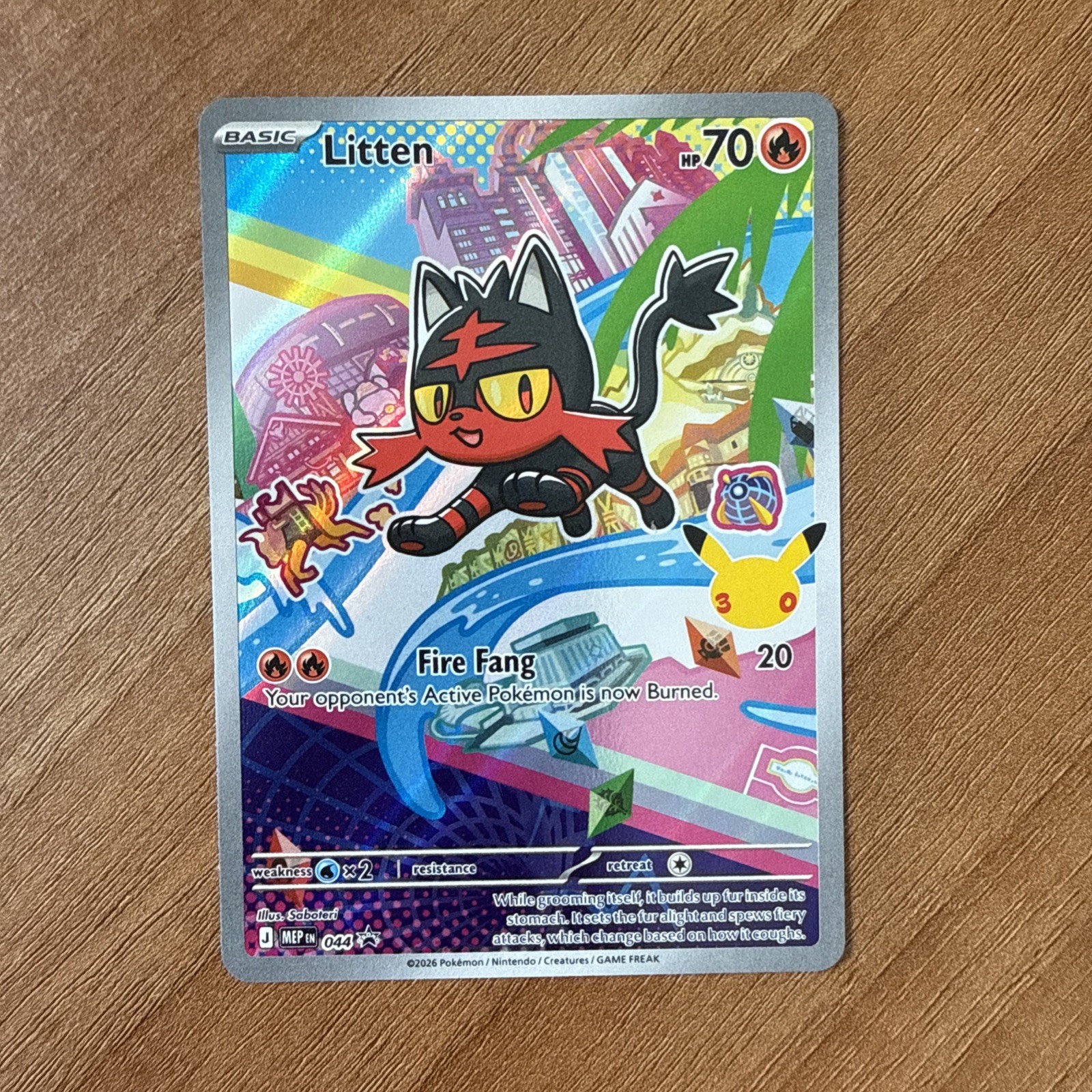 Litten 044 Me: Mega Evolution Promo Holo 30th celebrations (First Partner)