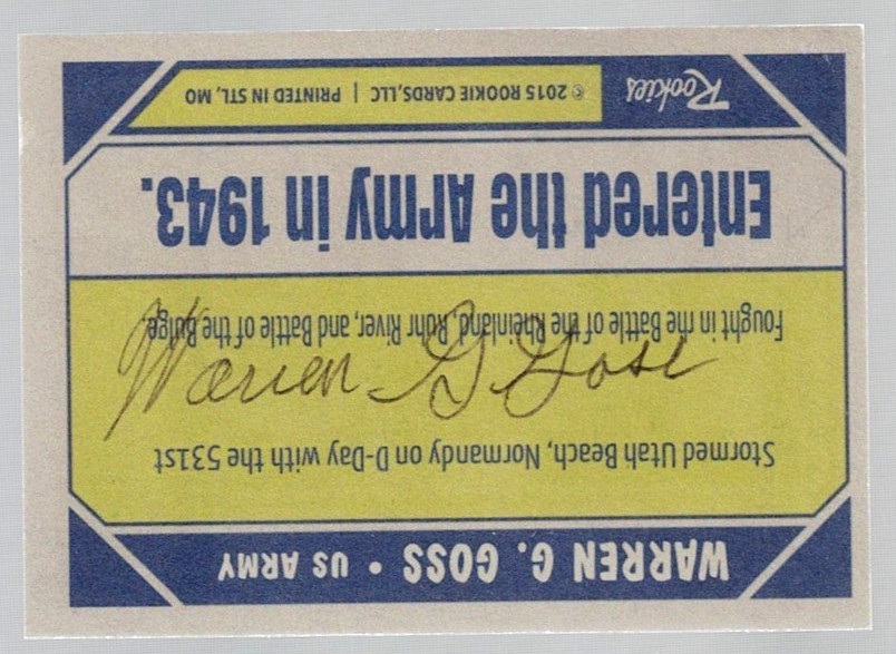 Warren G. Goss WWII D-Day Normandy Utah Beach Signed Custom Card