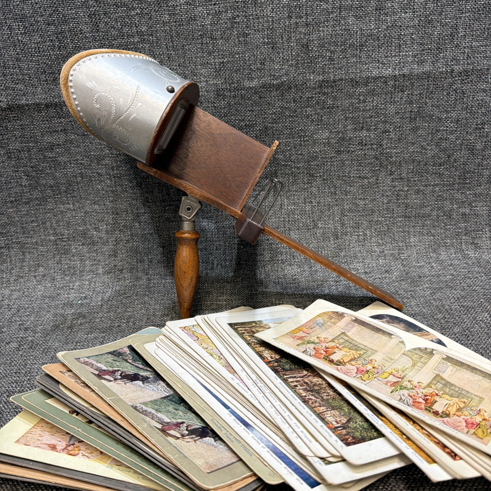 Antique Keystone Stereoscope Viewer & Large Stereoview Card Lot With Adjustable Antique Keystone Stereoscope Viewer & Large Stereoview Card Lot With Adjustable