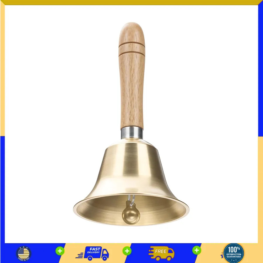 Flezoo 3.15inch Brass Super Loud Hand Bell for Dinner Wedding Office Flezoo 3.15inch Brass Super Loud Hand Bell for Dinner Wedding Office