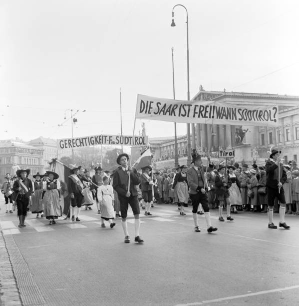 Demonstration for the autonomy of South Tyrol Vienna 1956 Old Photo Demonstration for the autonomy of South Tyrol Vienna 1956 Old Photo