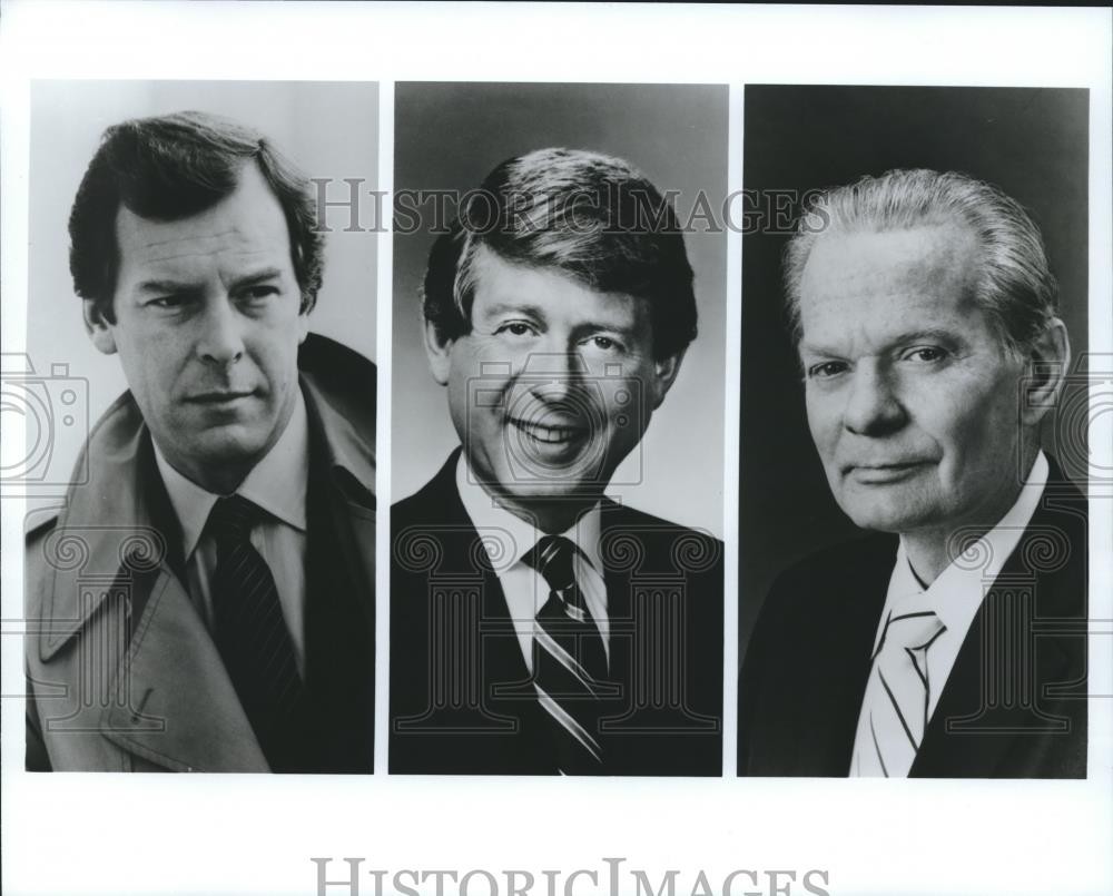 1987 Press Photo Peter Jennings, Ted Kopppel, David Brinkley in ABC Special. 1987 Press Photo Peter Jennings, Ted Kopppel, David Brinkley in ABC Special.