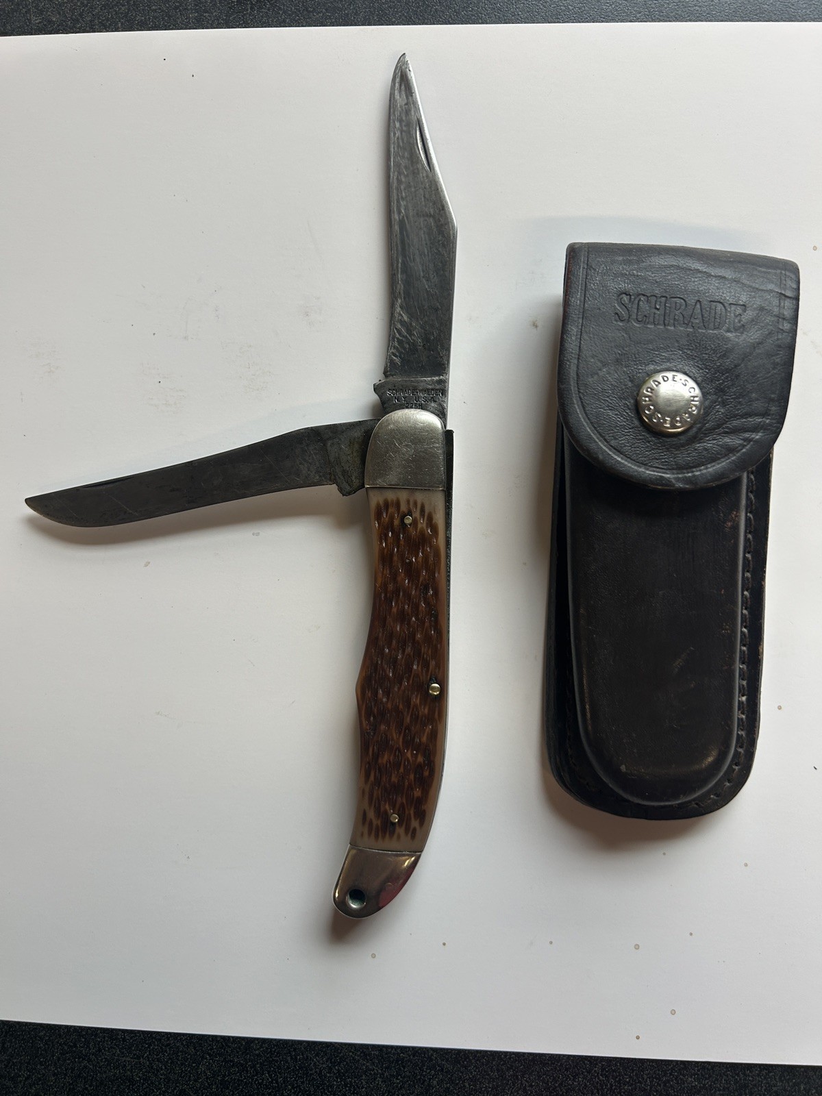 Vintage Schrade Walden NY USA 225H Folding Hunter Pocket Knife Two Blade *RARE Vintage Schrade Walden NY USA 225H Folding Hunter Pocket Knife Two Blade *RARE