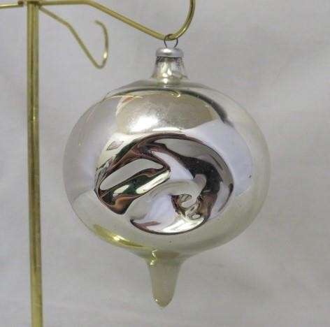 Vintage Pre-WWII Blown Glass Indent Double Silver DROP Christmas Ornament HEIM