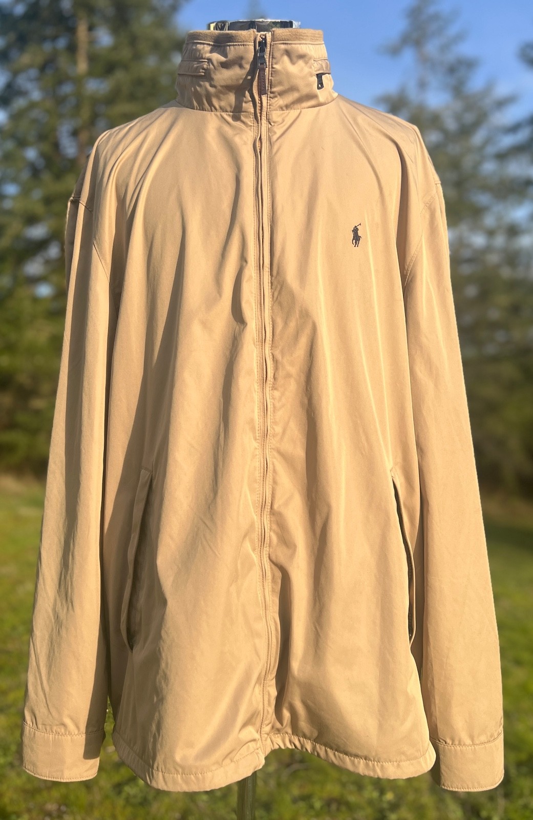 POLO Ralph Lauren 90s Jacket | Long Sleeve Hood Beige Windbreaker | Mens XXLT POLO Ralph Lauren 90s Jacket | Long Sleeve Hood Beige Windbreaker | Mens XXLT