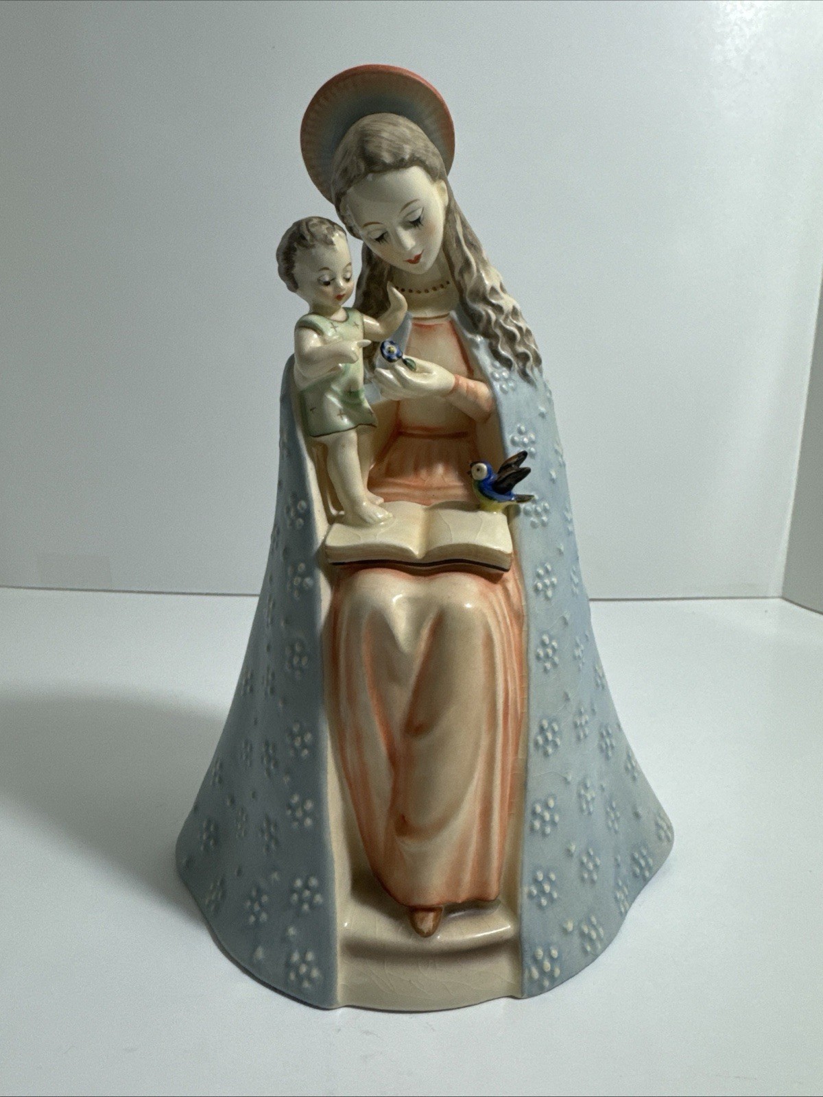 Goebel Hummel “Flower Madonna” #10/1 TMK-5 W Germany Figurine w/ Child & Bird
