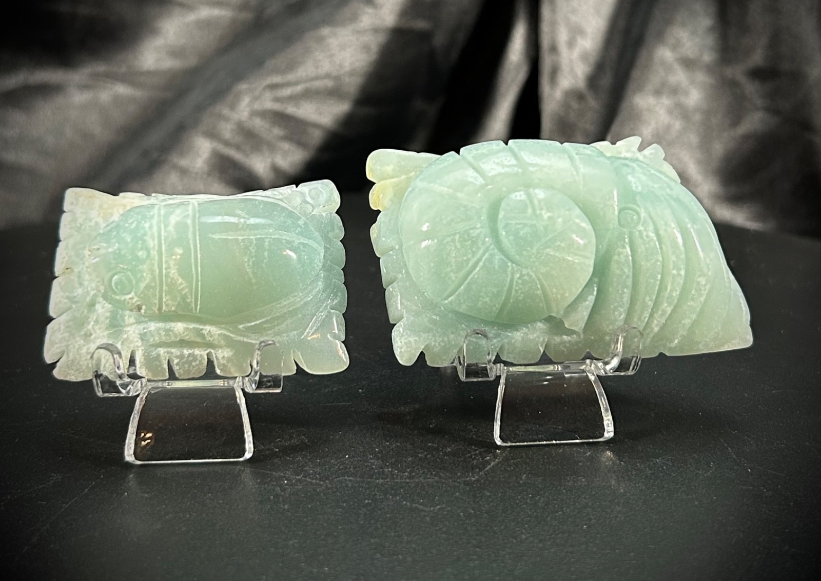 Adorable Aquamarine Sea Creature Carvings (Pair) 3.8oz total (109 grams)