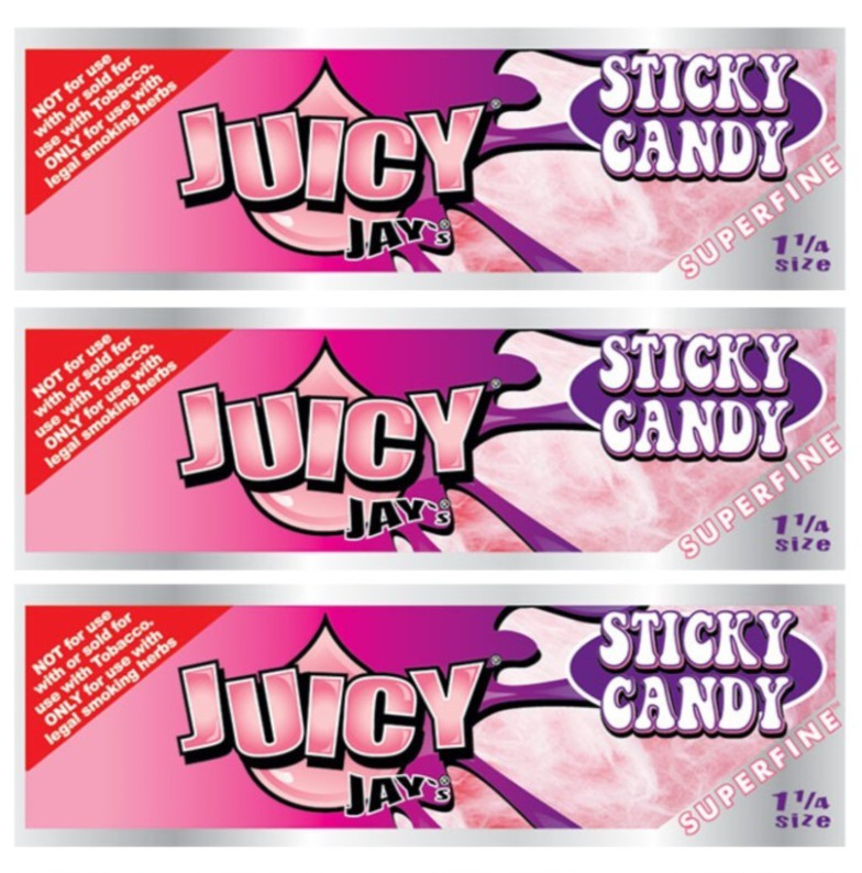 3x JUICY JAY\'S  1 1/4 Rolling Papers Sticky Candy Super Fine USA SHIPPED