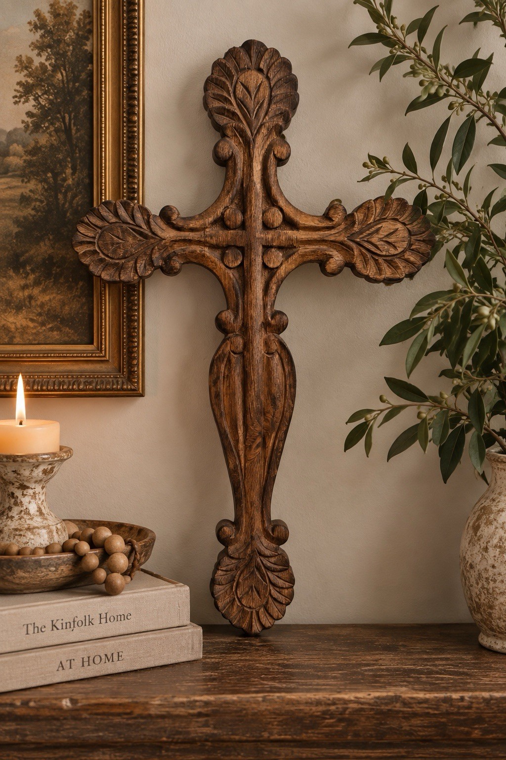 Large Carved Wood Wall Cross – Ornate Rustic Religious Décor Large Carved Wood Wall Cross – Ornate Rustic Religious Décor