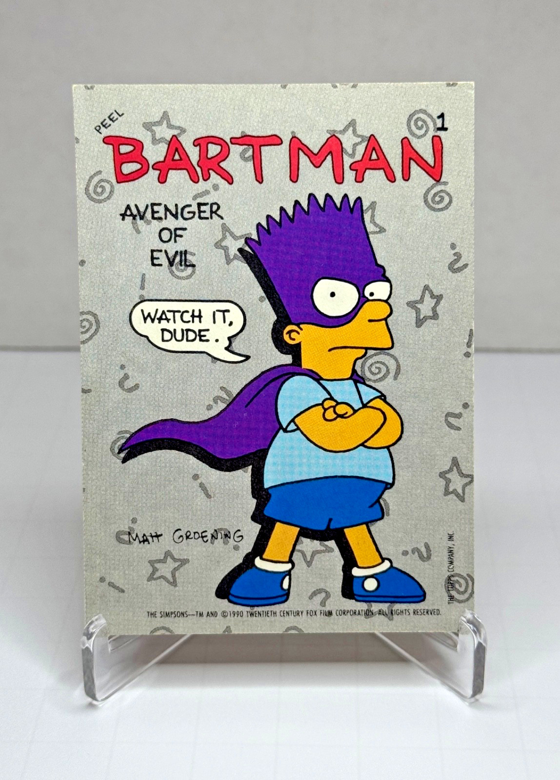 1990 Topps The Simpsons Bartman #1 Sticker Rookie RC GRAIL