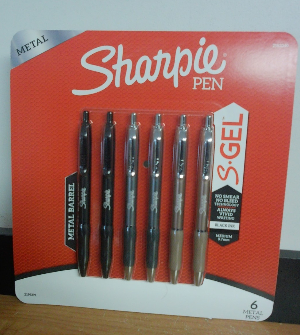 NEW 6 SHARPIE S GEL METAL 2 EA GUNMETAL GRAY BLACK BARREL MEDIUM 0.7 BLACK INK