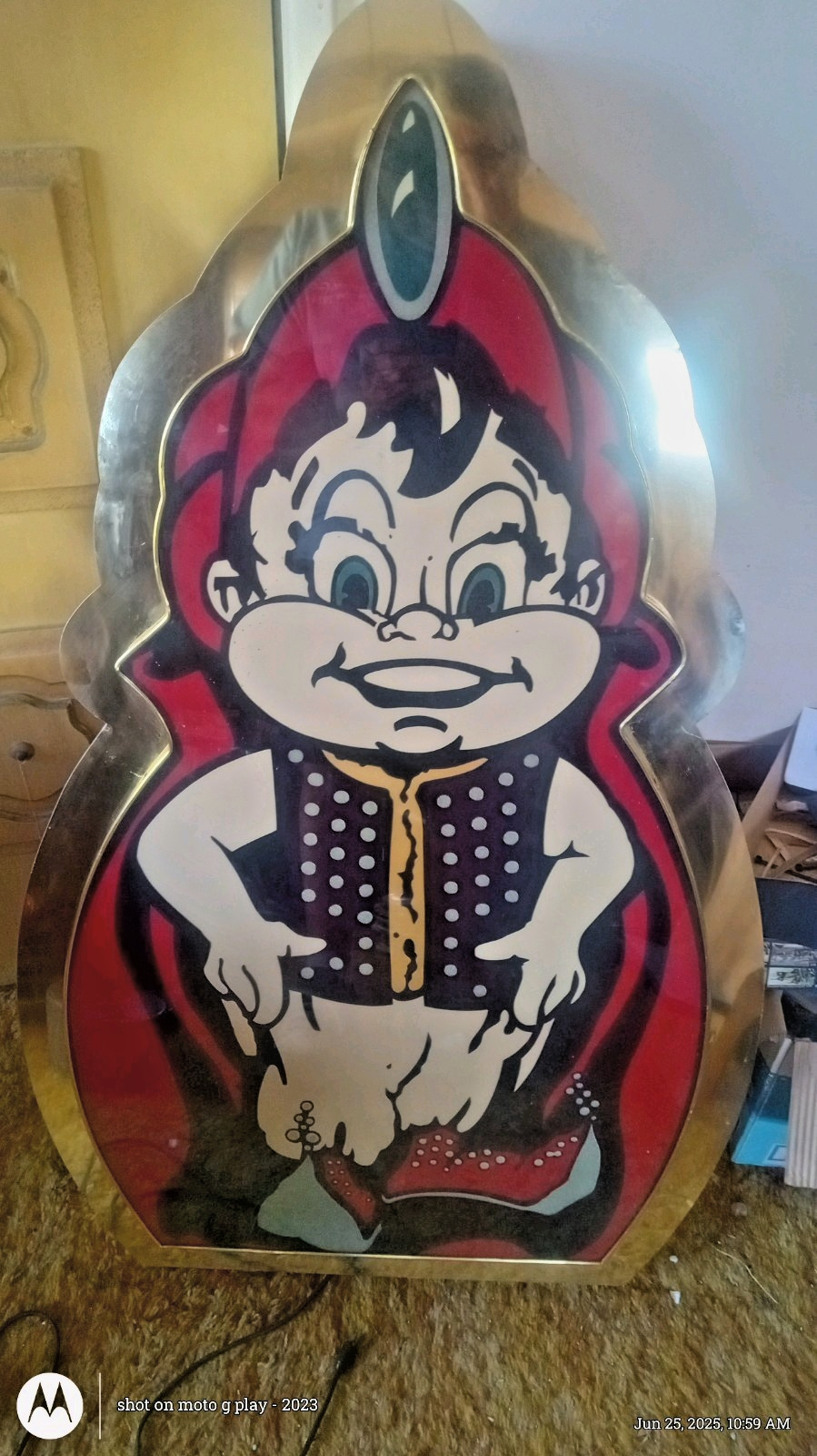 RARE LAS VEGAS DUNES CASINO ICONIC FIGURE LIGHTED SIGN METAL 46X26IN. 2 IN...