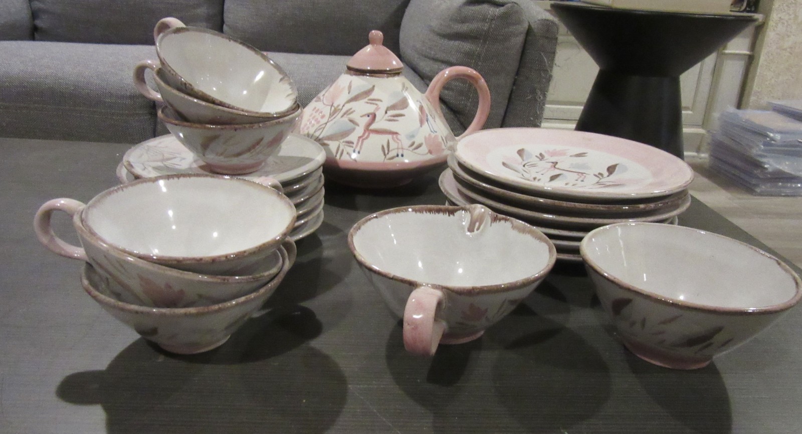 21 Pc Else Dorr Velten Vordamm Bauhaus Glazed Earthenware Tea Set CA. 1930 RARE 21 Pc Else Dorr Velten Vordamm Bauhaus Glazed Earthenware Tea Set CA. 1930 RARE