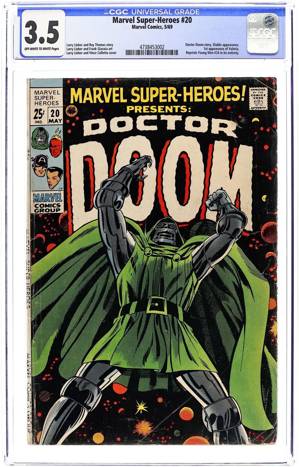 Marvel Super Heroes #20 CGC 3.5 1969 4738453002