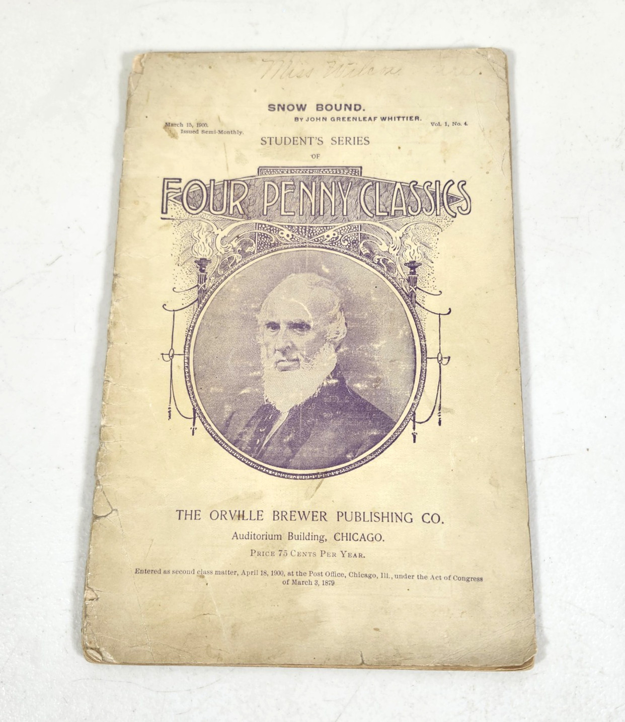 1900 Four Penny Classic Snow Bound Orville Brewer Publisher Antique 1900 Four Penny Classic Snow Bound Orville Brewer Publisher Antique