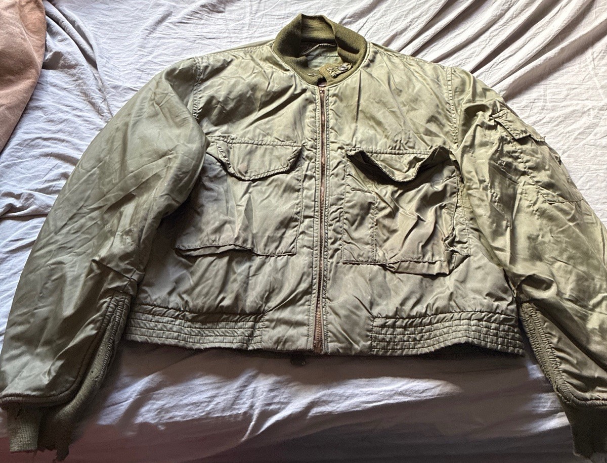 Vintage 1960s Vietnam USMC VMO-2 Marine Squadron Flight Jacket Conmar Distressed