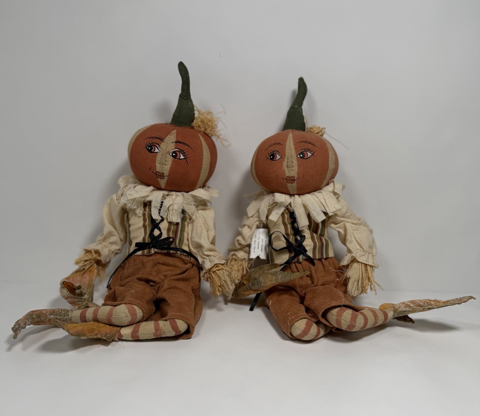 Set Of 2 Retired Joe Spencer Gathered Traditions 14” Peter Pumpkin Man Dolls Set Of 2 Retired Joe Spencer Gathered Traditions 14” Peter Pumpkin Man Dolls