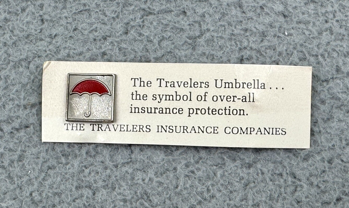 Vintage Travelers Insurance Company Lapel Pin Red Umbrella Logo Tie Tack