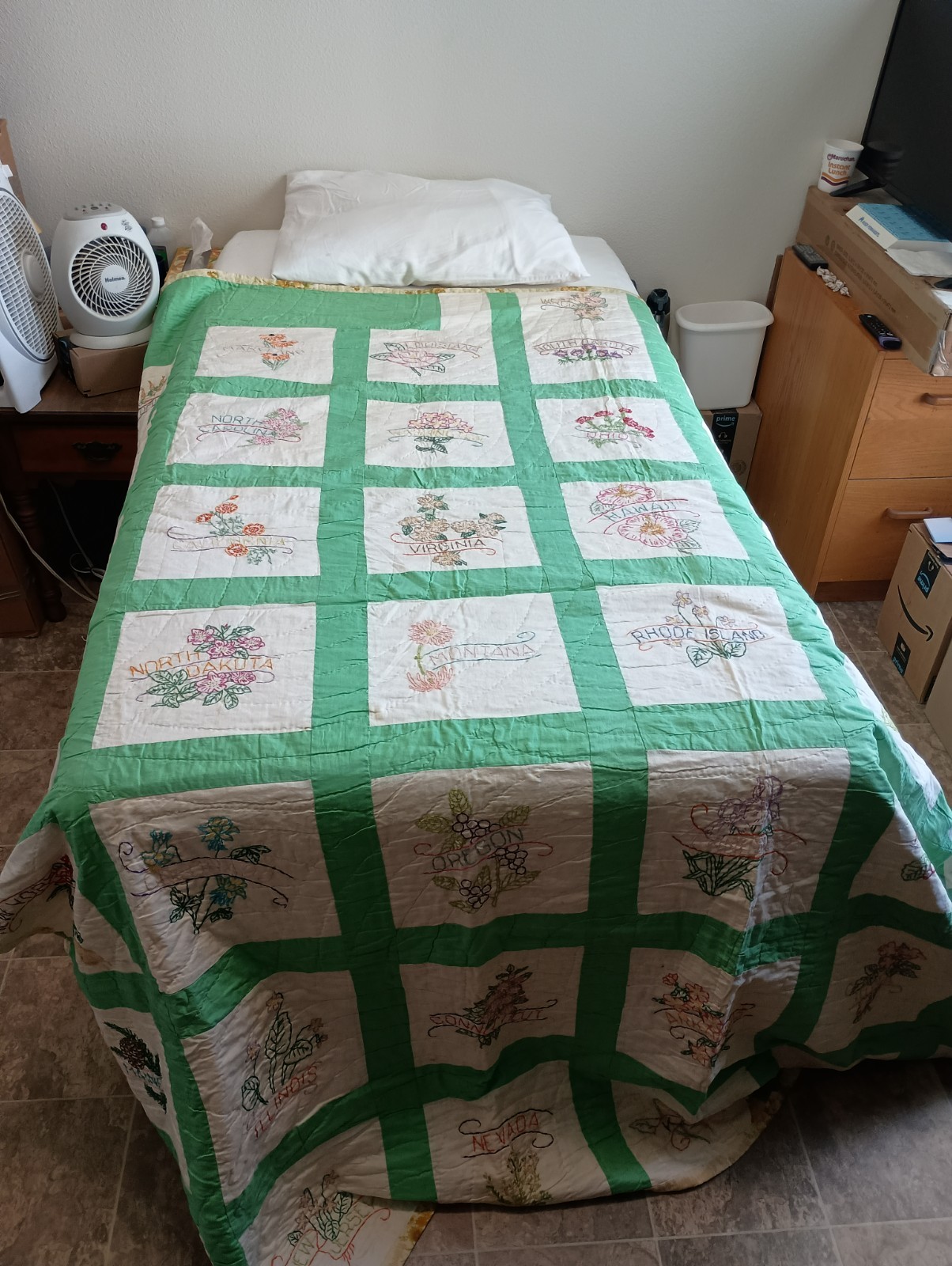 Handmade Quilt of All 50 States Flowers