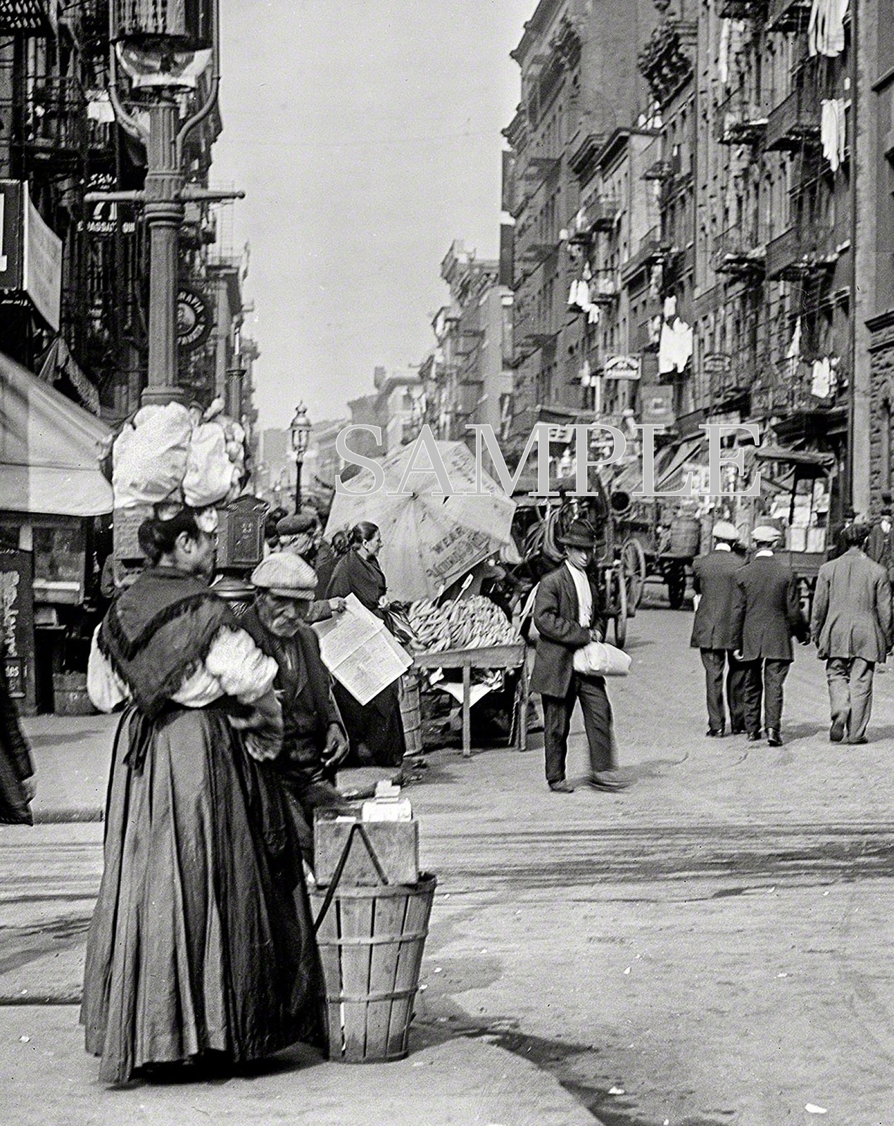 1900 MULBERRY STREET SCENE New York City PHOTO ( 165-e )