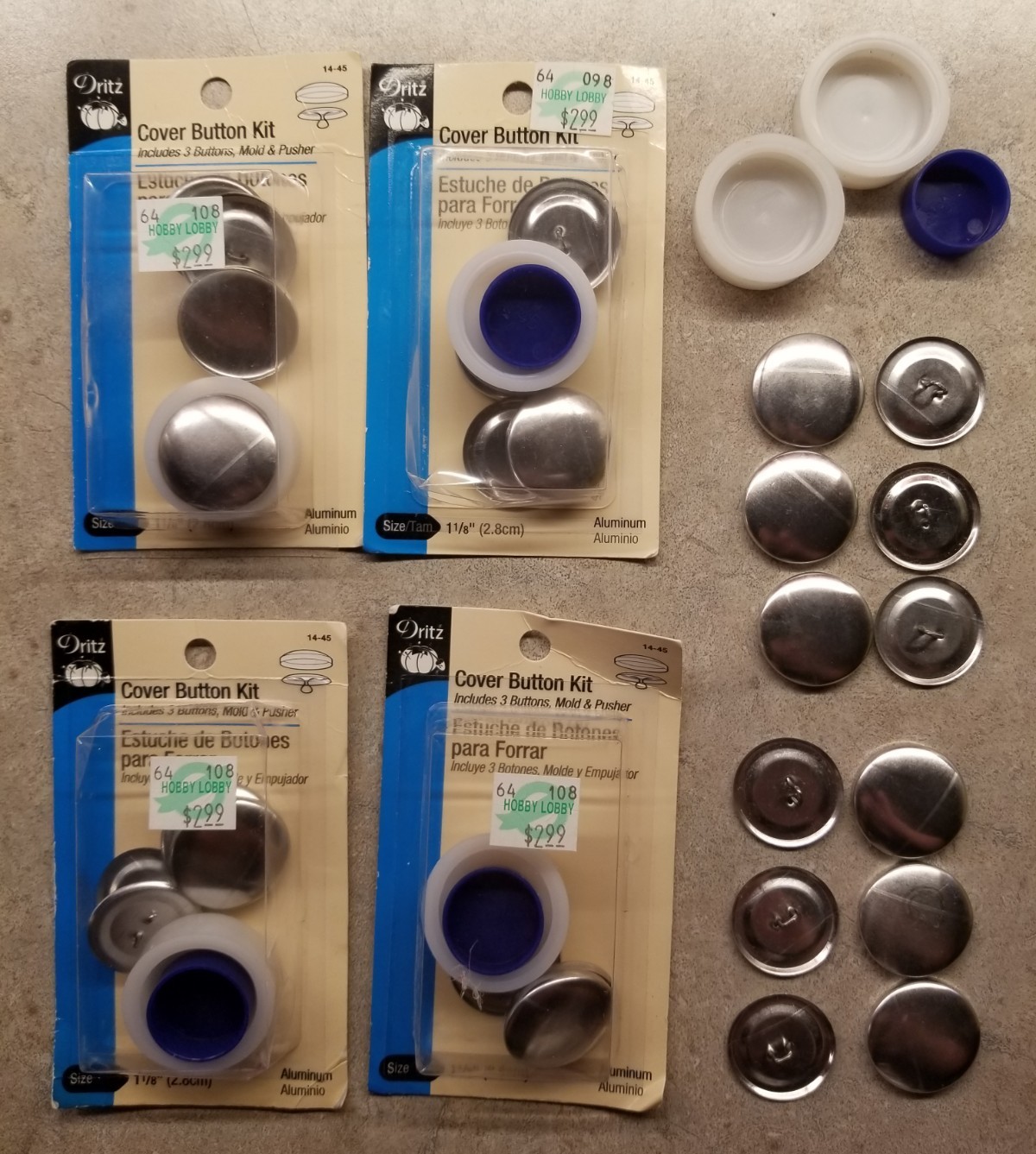 4 Pkgs of 3 + 6 More Buttons - DRITZ 1 & 1/8\