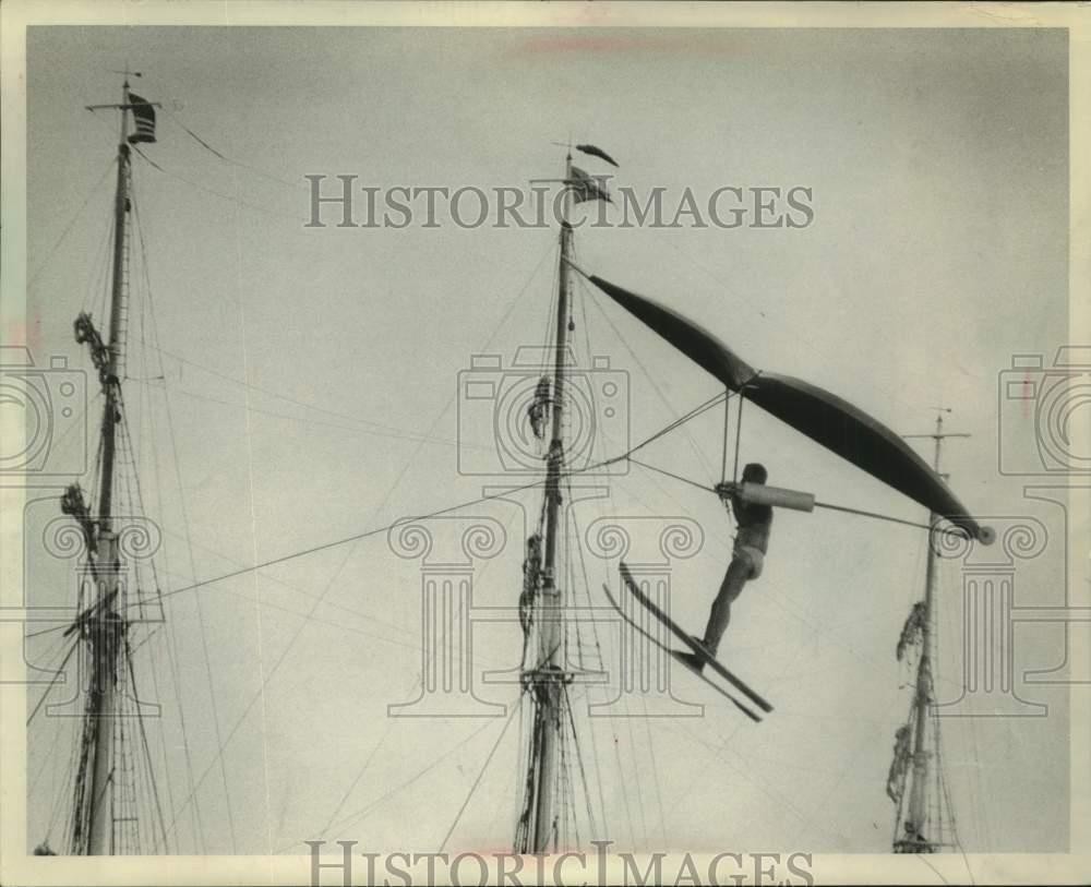 1964 Press Photo Water Skier Flies By Three Masted Windjammer Christian Radich 1964 Press Photo Water Skier Flies By Three Masted Windjammer Christian Radich