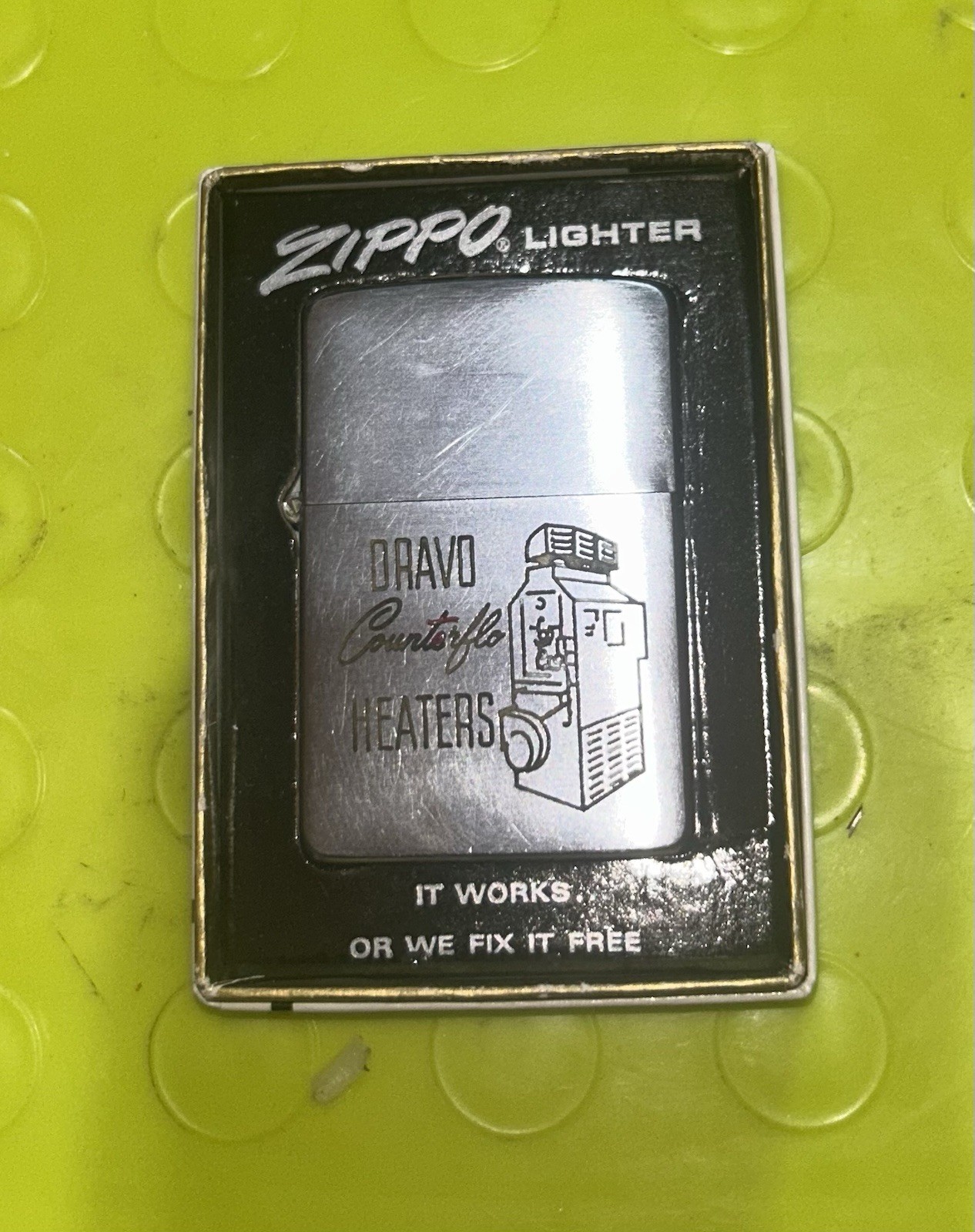 Vintage 1966 Zippo Lighter Dravo Counterflo Heaters In Box Used Fine Condition
