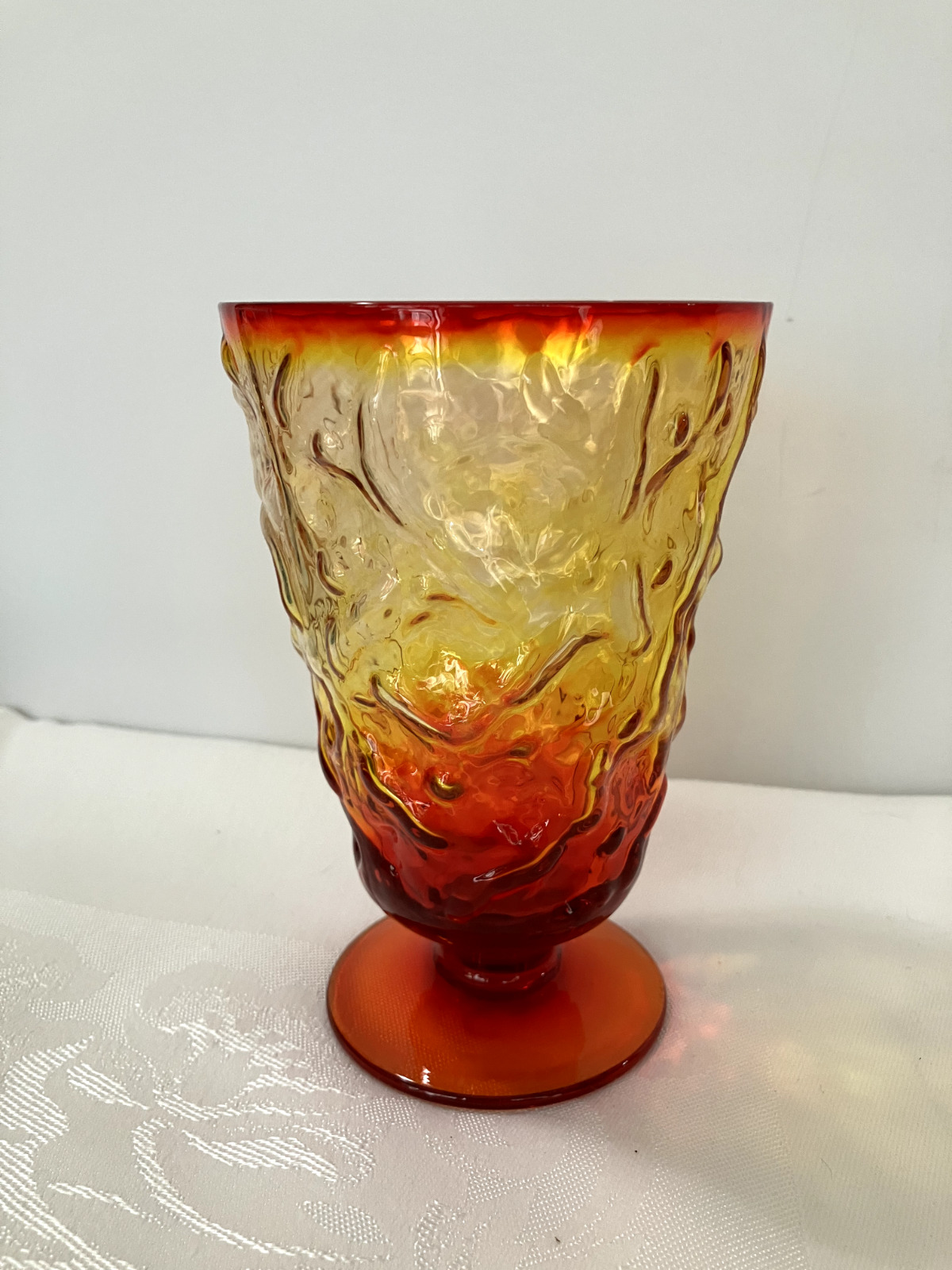 Bryce El Rancho Amberina Footed Glass Tumbler Flame Mid Century