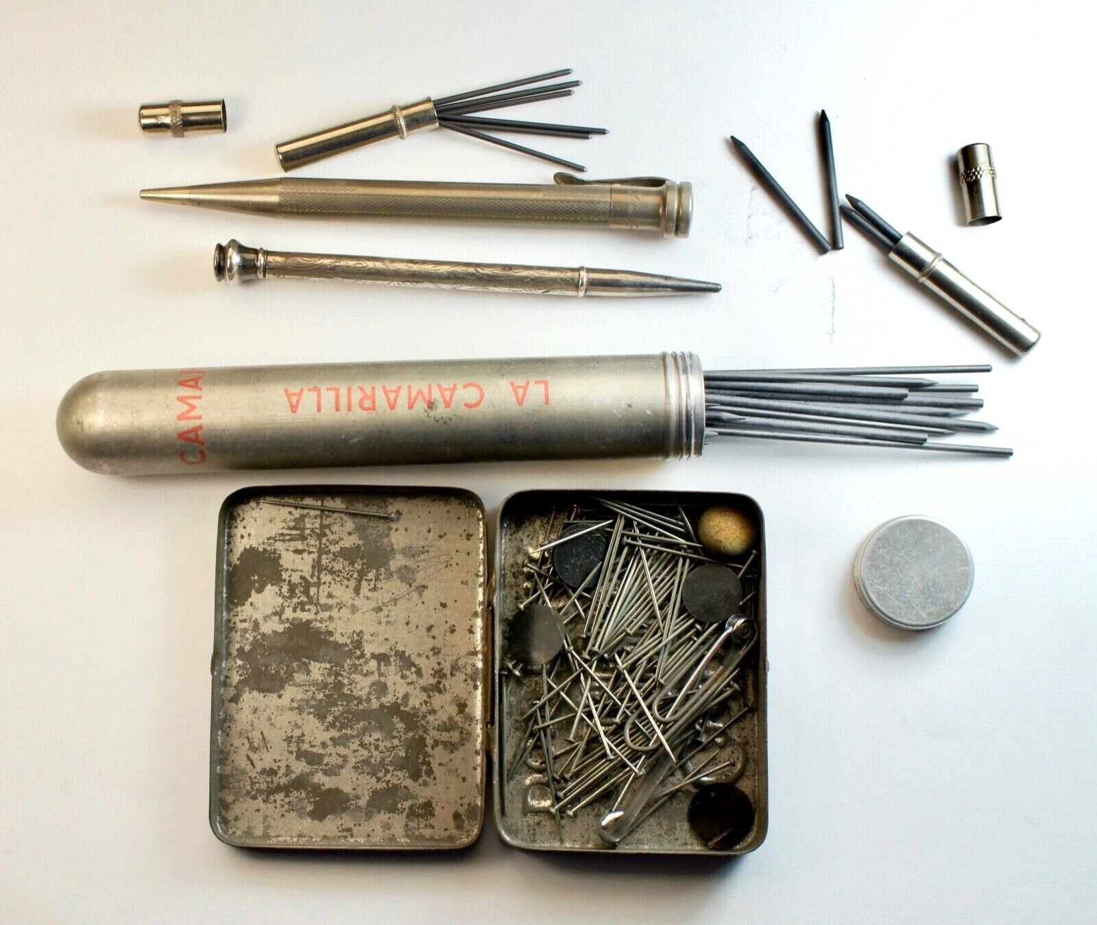 Rare Antique 2 Sterling Silver Pencil Pen with Different Sizes of Leads