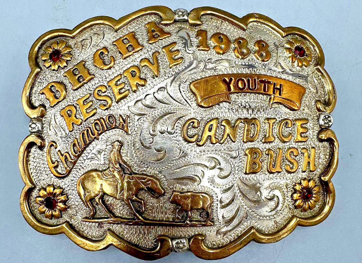 Vintage 1988 Frontier Sterling Overlay DBCHA Youth Reserve Champion Belt Buckle