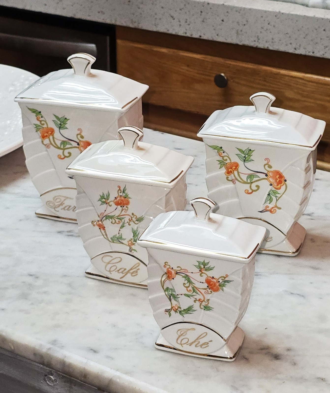 French-Art Deco Era-Kitchen Canister Set 'At Père Fragile Angoulême' 1930s French-Art Deco Era-Kitchen Canister Set 'At Père Fragile Angoulême' 1930s