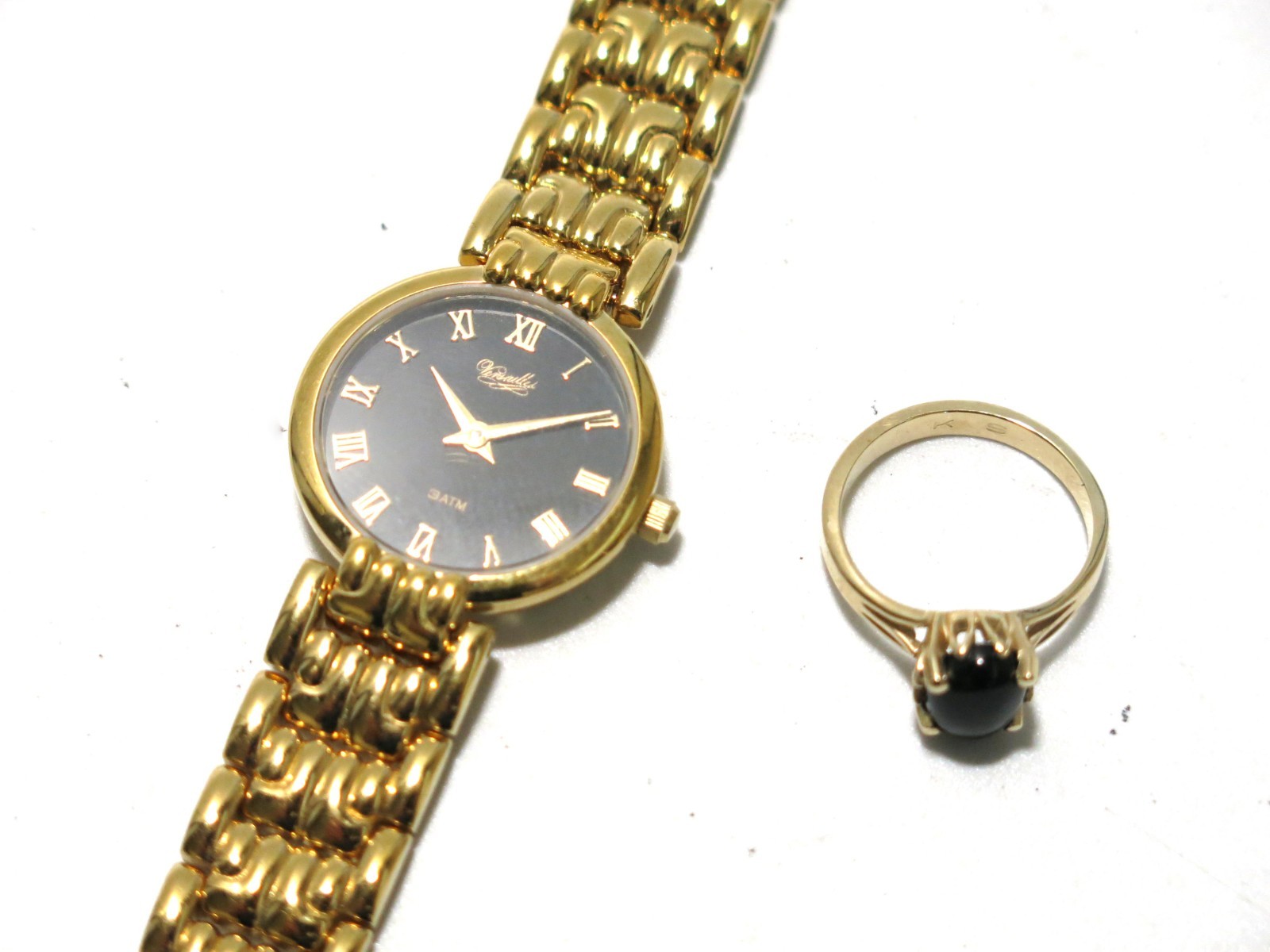 Daimler Chrysler 25 Year Anniversary Versailles Watch & 10K Gold Ring Black Opal Daimler Chrysler 25 Year Anniversary Versailles Watch & 10K Gold Ring Black Opal