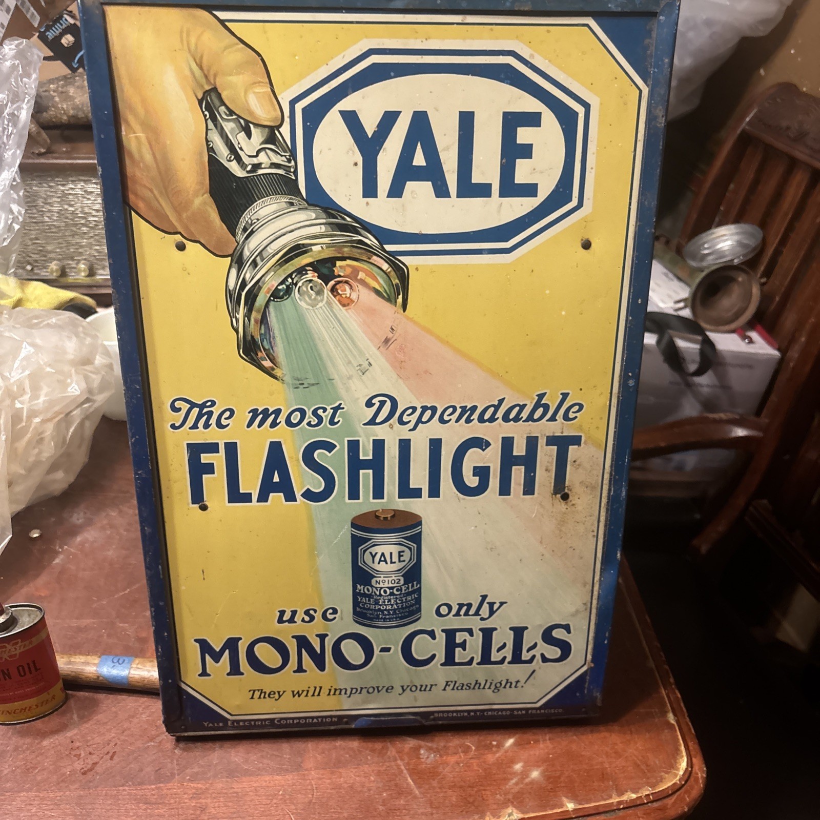 Vintage Rare Yale Flashlight Store Display Cabinet 