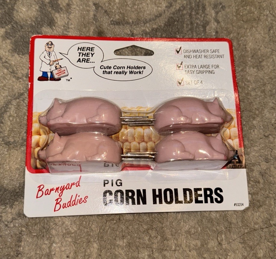 New Set of 2 Pink Pig Corn on the Cob Holders