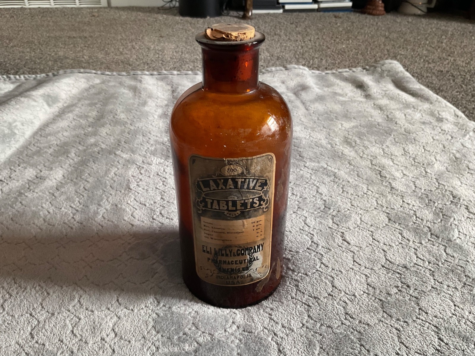 Bottle Antique Eli Lilly Pharmaceutical Chemists Laxative Tablets Indianapolis Bottle Antique Eli Lilly Pharmaceutical Chemists Laxative Tablets Indianapolis