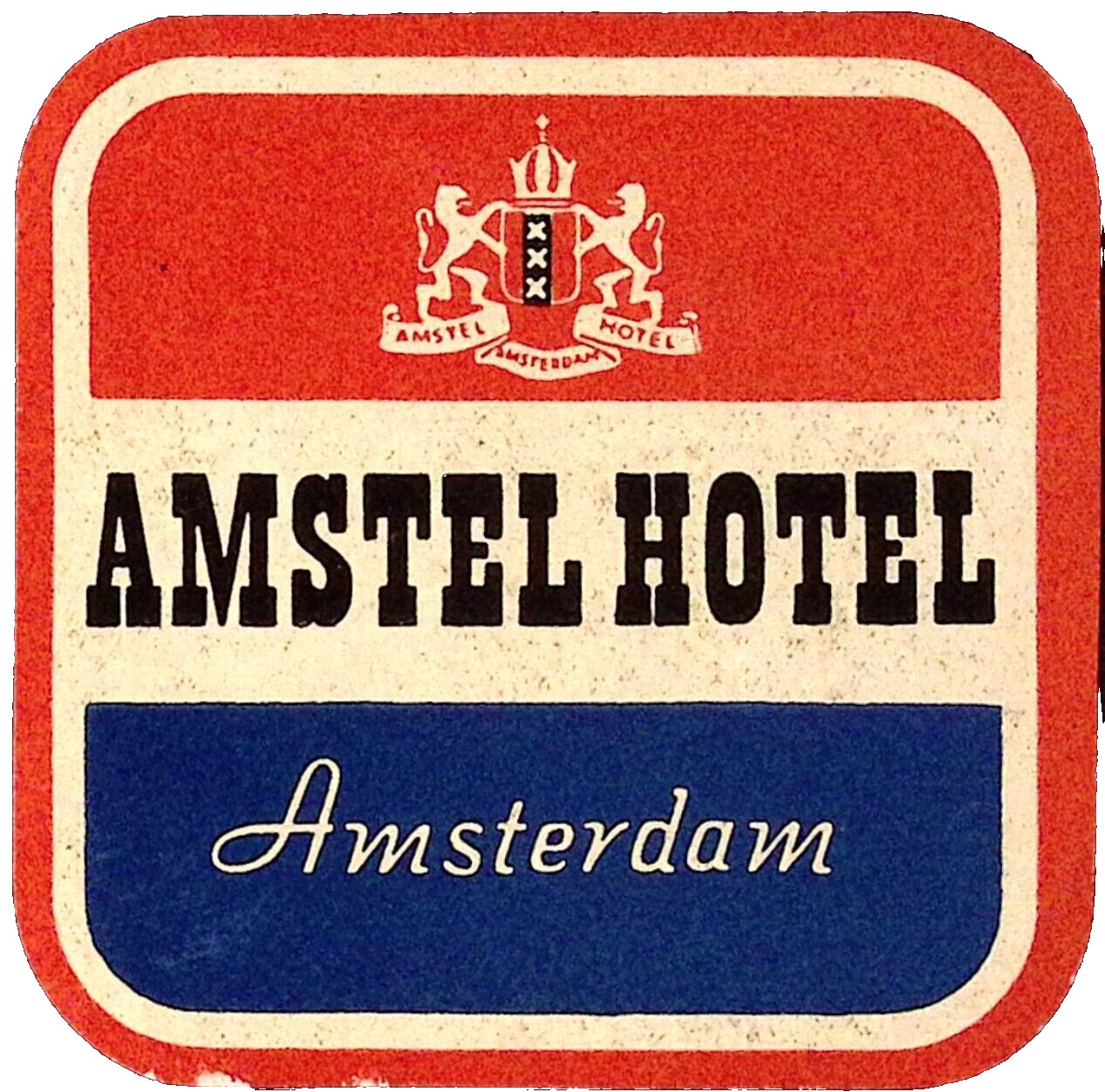 Amstel Hotel Amsterdam Netherlands Vintage Souvenir Luggage Label 3.75 x 3.75\