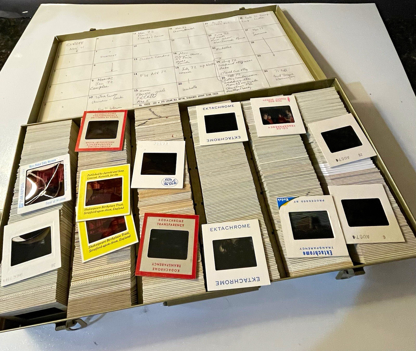 Vtg 35mm Slide Lot 750+ 1960s 1970s Travel Brazil Jamaica Europe Metal Box