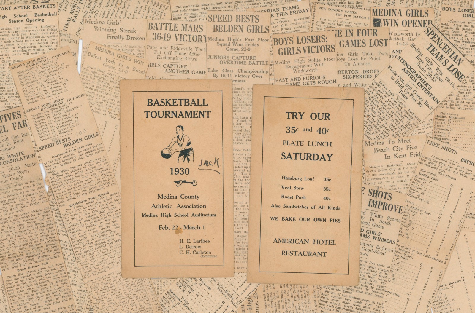 1930 Medina County Ohio Basketball Tournament Programs News Clippings Boys Girls