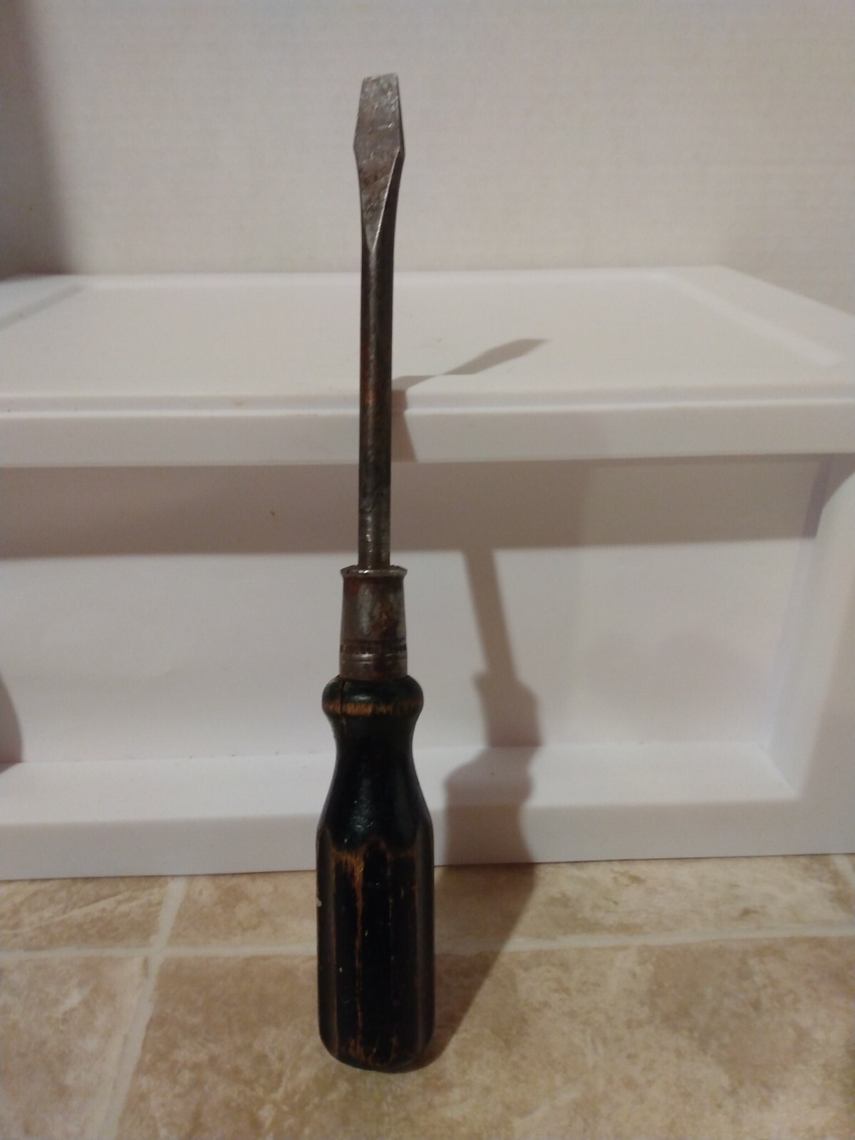 Vintage Wooden Handle Screwdriver 9 Inches Long Black Paint On Handle