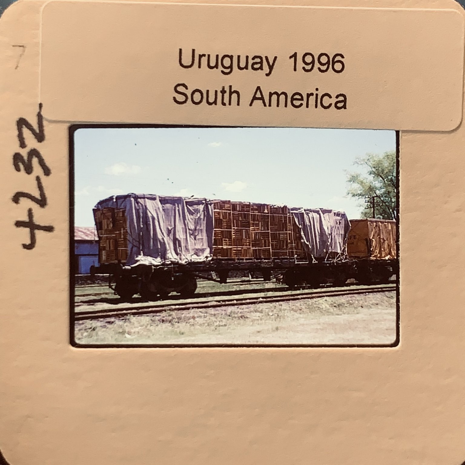 Vtg 1996 Uruguay South America Railroad Train Freight Flatcar 35mm Slide Vtg 1996 Uruguay South America Railroad Train Freight Flatcar 35mm Slide