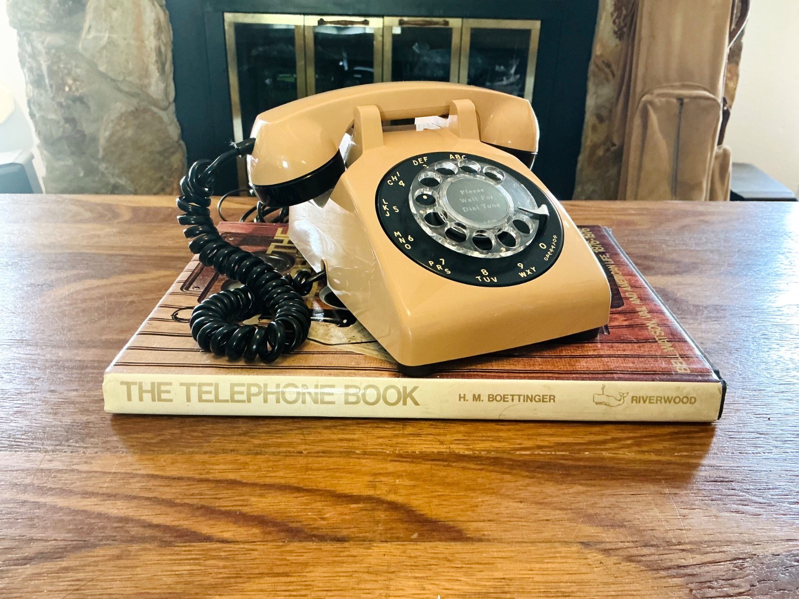 Vintage ITT WORKING Rotary Dial Telephone, Black & Tan  Desk Phone