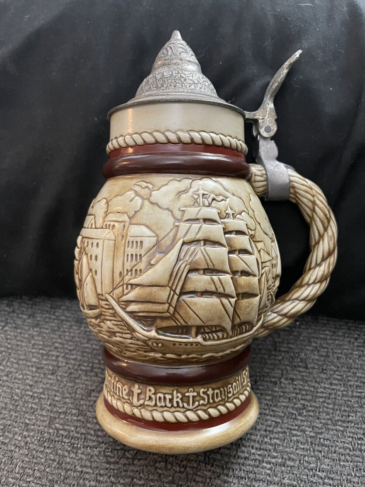 AVON Tall Ships Ceramic Stein ~ Handcrafted In Brazil 1982 