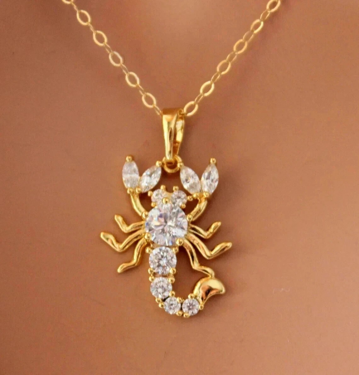 2Ct Round Cut Lab-Created Diamond 14K Yellow Gold Plated Scorpio Women Pendant