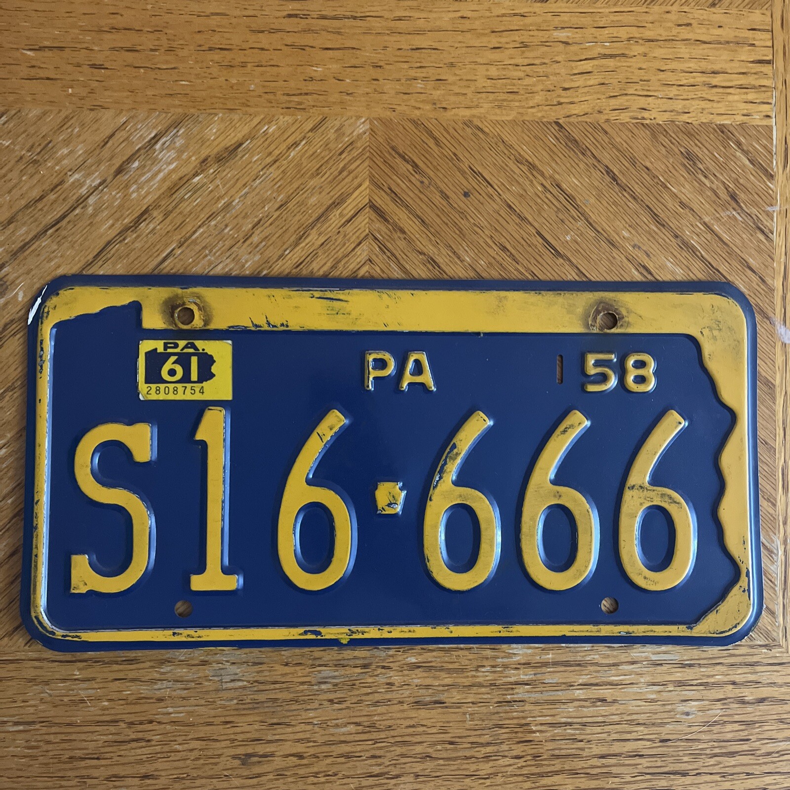 1958 License Plate RARE NUMBER 666 Pennsylvania Number of the beast 1961