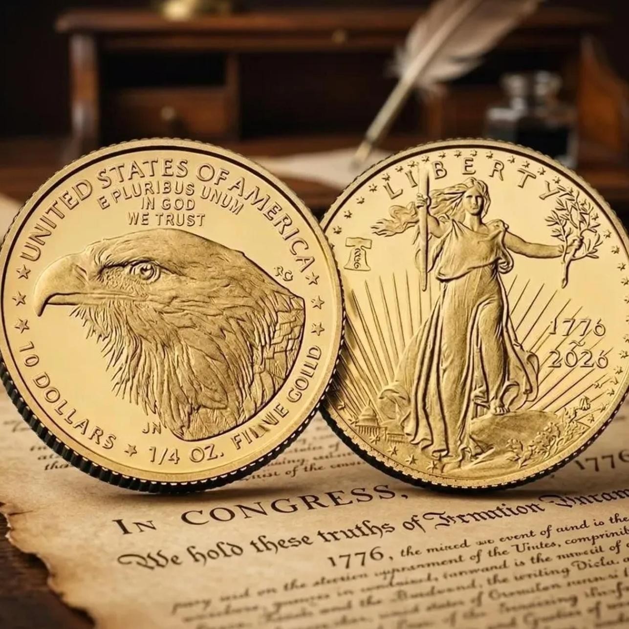 USA 250th Anniversary Gold Coin 1776-2026 Liberty Eagle Commemorative Gift USA