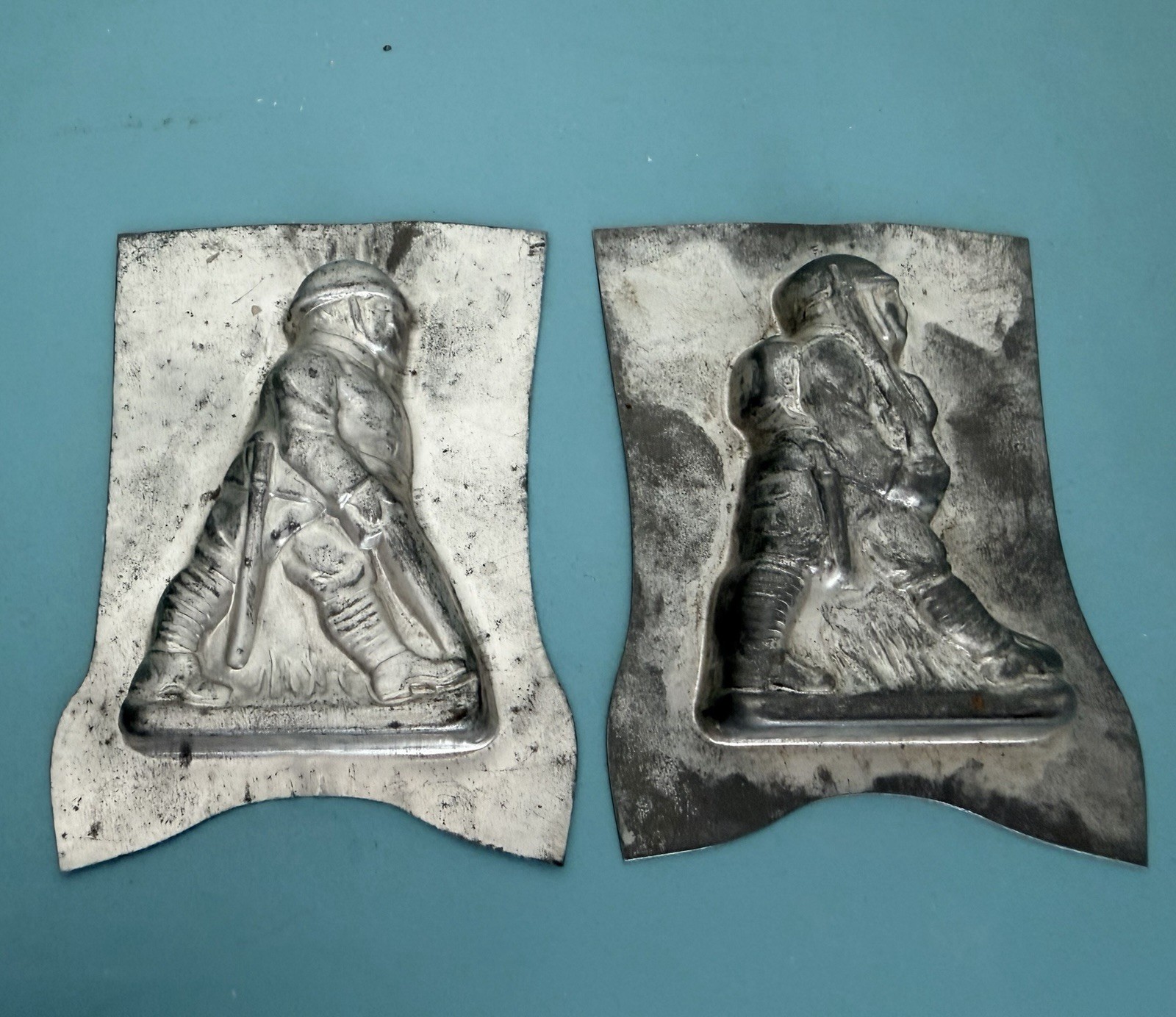 TWO Antique/Vintage Chocolate Mold Soldier 2 7/8 TWO Antique/Vintage Chocolate Mold Soldier 2 7/8